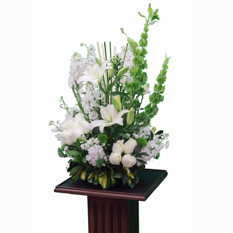 Arreglo estilizado con rosas, aleli, lirio, palo toquilla - Imagen 2